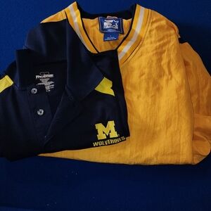 Michigan fans! Yellow starter crewneck and polo shirt. Both size large.